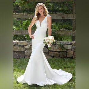 Morilee "Brooklyn" Satin Plunge Fit And Flare